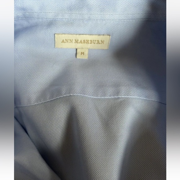Ann Mashburn Blue Button Down Shirt Cotton Size M 8 10 Classic Long Sleeve - Picture 2 of 6
